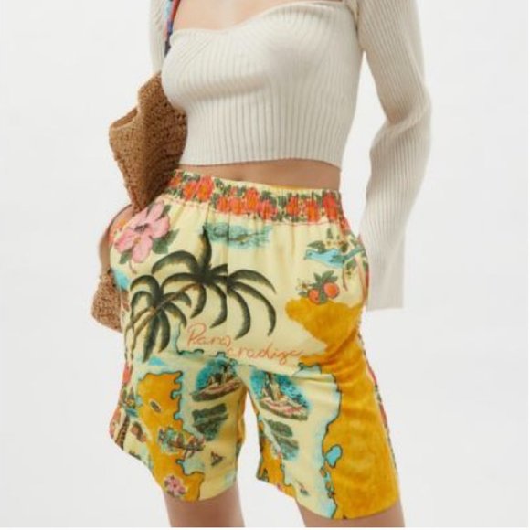 Urban Outfitters Pants - URBAN OUTFITTERS / Ally Hi Waisted Tropical Printed Shorts Yellow Multi - L